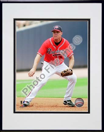 Chipper Jones 2010 Action "Red Jersey" Double Matted 8” x 10” Photograph in Black Anodized Aluminum Frame