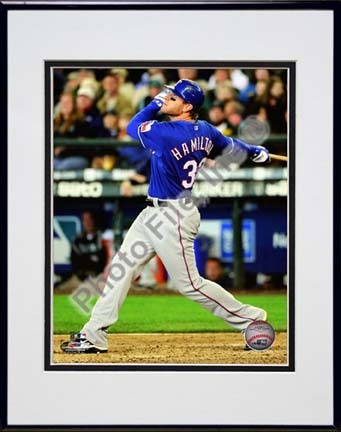 Josh Hamilton 2010 Action "Away Jersey" Double Matted 8” x 10” Photograph in Black Anodized Aluminum Frame
