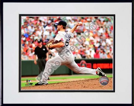 Jonathan Papelbon 2010 Action "Pitch Side View" Double Matted 8” x 10” Photograph in Black Anodized Alumin
