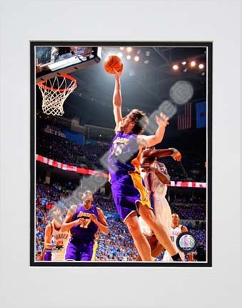 Pau Gasol 2009 - 2010 Playoff Action "Away Jersey" Double Matted 8” x 10” Photograph (Unframed)