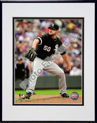 John Danks 2010 Action "Pitch" Double Matted 8” x 10” Photograph in Black Anodized Aluminum Frame