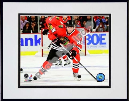 Patrick Kane 2009 - 2010 Playoff Action "Skate" Double Matted 8â€ x 10â€ Photograph in Black Anodized Alumin