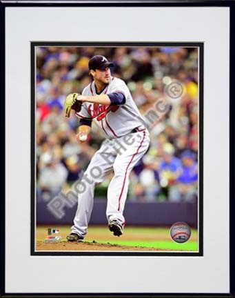 Derek Lowe 2010 Action "Away Jersey" Double Matted 8” x 10” Photograph in Black Anodized Aluminum Frame