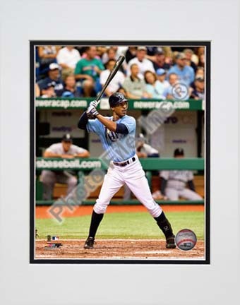 B.J. Upton 2010 Action Double Matted 8” x 10” Photograph (Unframed)