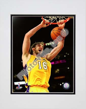 Pau Gasol 2009 - 2010 Playoff Action "Home Jersey" Double Matted 8” x 10” Photograph (Unframed)