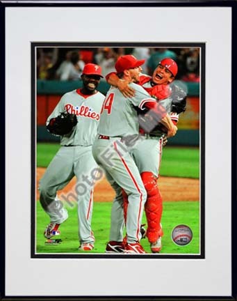 Roy Halladay Perfect Game Celebration Double Matted 8” x 10” Photograph in Black Anodized Aluminum Frame