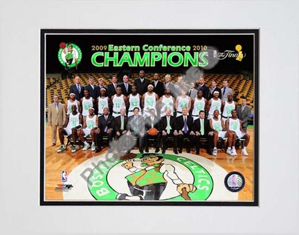 Boston Celtics 2009 - 2010 Team Photo with Eastern Conference Champions Overlay Double Matted 8” x 10” Photograph (U