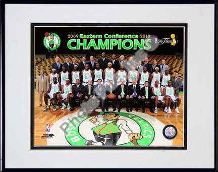 Boston Celtics 2009 - 2010 Team Photo with Eastern Conference Champions Overlay Double Matted 8” x 10” Photograph in
