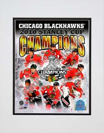 Chicago Blackhawks 2009 - 2010 Stanley Cup Champions Composite Double Matted 8” x 10” Photograph (Unframed) 