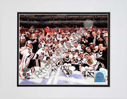 Chicago Blackhawks 2009 - 2010 Team Celebration on Ice Double Matted 8” x 10” Photograph (Unframed)