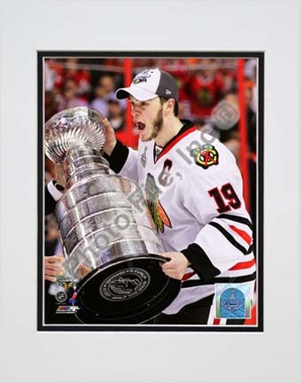 Jonathan Toews with the 2009 - 2010 Stanley Cup (#26) Double Matted 8” x 10” Photograph (Unframed)