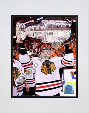 Patrick Kane with the 2009 - 2010 Stanley Cup (#27) Double Matted 8” x 10” Photograph (Unframed)