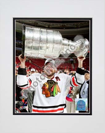 Patrick Sharp with the 2009 - 2010 Stanley Cup (#28) Double Matted 8” x 10” Photograph (Unframed)