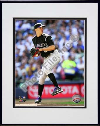 Ubaldo Jimenez 2010 Action "Wind Up" Double Matted 8” x 10” Photograph in Black Anodized Aluminum Frame