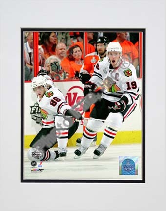 Patrick Kane & Jonathan Toews 2009 - 2010 NHL Stanley Cup Finals Game 3 Action (#11) Double Matted 8â€ x 10â€ Phot