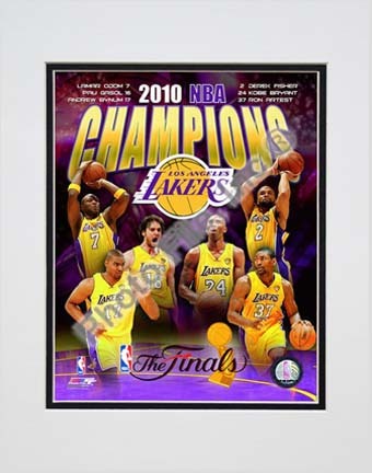 Los Angeles Lakers 2009 - 2010 NBA Champions Composite Double Matted 8” x 10” Photograph (Unframed)