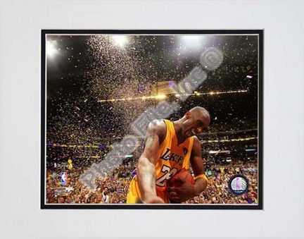 Kobe Bryant Celebrates 2010 NBA Finals Championship (#21) Double Matted 8” x 10” Photograph (Unframed)