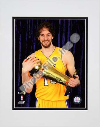 Pau Gasol with 2010 NBA Finals Trophy in Studio (#30) Double Matted 8” x 10” Photograph (Unframed)
