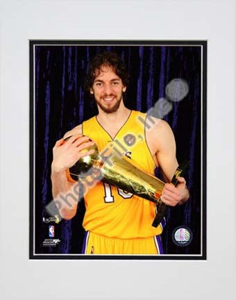 Pau Gasol with 2010 NBA Finals Trophy in Studio (#30) Double Matted 8â€ x 10â€ Photograph (Unframed)