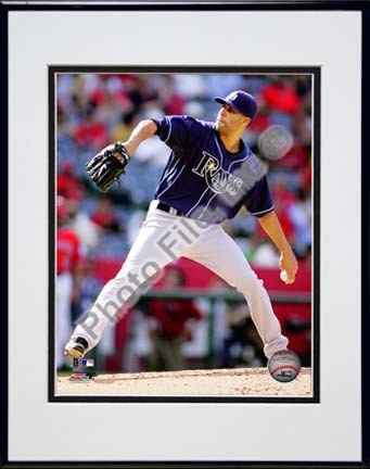 David Price 2010 Action "Dark Blue Jersey" Double Matted 8” x 10” Photograph in Black Anodized Aluminum Fr