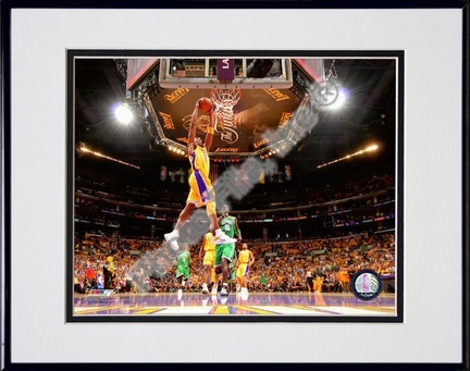 Kobe Bryant Game One of the 2009 - 2010 NBA Finals (#2) Double Matted 8” x 10” Photograph in Black Anodized Aluminum