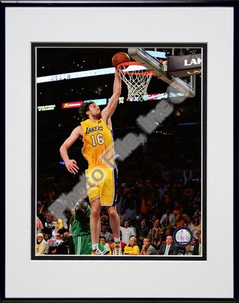 Pau Gasol Game One of the 2009 - 2010 NBA Finals (#3) Double Matted 8” x 10” Photograph in Black Anodized Aluminum F