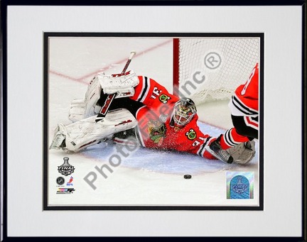 Antti Niemi Game Five of the 2010 NHL Stanley Cup Finals Action (#18) Double Matted 8” x 10” Photograph in Black Ano