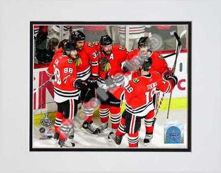 Patrick Kane, Dustin Byfuglien, Patrick Sharp, Duncan Keith, & Jonathan Toews Celebrate Byfuglien's Goal Game Five o