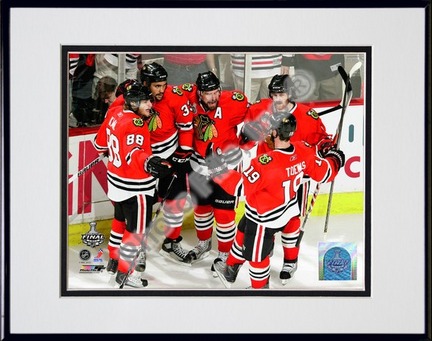 Patrick Kane, Dustin Byfuglien, Patrick Sharp, Duncan Keith, & Jonathan Toews Celebrate Byfuglien's Goal Game Five o