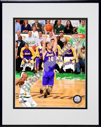 Pau Gasol Game Three of the 2010 NBA Finals Action (#7) Double Matted 8” x 10” Photograph in Black Anodized Aluminum