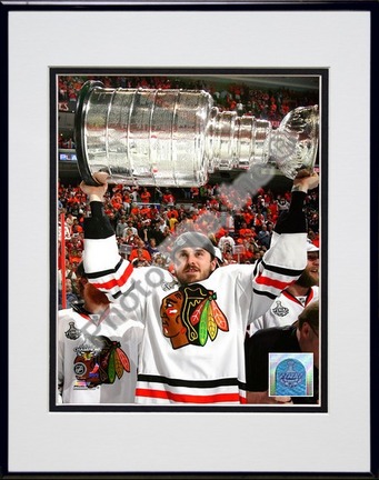 David Bolland with the 2010 Stanley Cup (#33) Double Matted 8” x 10” Photograph in Black Anodized Aluminum Frame