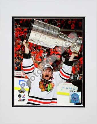 Duncan Keith with the 2010 Stanley Cup (#32) Double Matted 8â€ x 10â€ Photograph (Unframed)