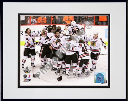 The Chicago Blackhawks Celebrate Winning Game 6 of the 2010 Stanley Cup Finals (#37) Double Matted 8” x 10” Photogra