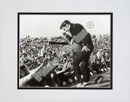 Elvis Presley on stage with fans (#1) Double Matted 8” x 10” Photograph (Unframed)