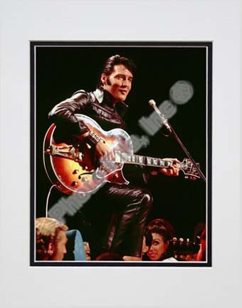 Elvis Presley Wearing Black Leather Jacket (#4) Double Matted 8â€ x 10â€ Photograph (Unframed)