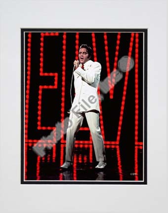 Elvis Presley Wearing White Suit (#5) Double Matted 8” x 10” Photograph (Unframed)