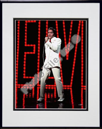 Elvis Presley Wearing White Suit (#5) Double Matted 8” x 10” Photograph in Black Anodized Aluminum Frame