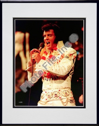 Elvis Presley Wearing a Rhinestone Jacket (#6) Double Matted 8” x 10” Photograph in Black Anodized Aluminum Frame