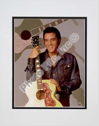Elvis Presley Holding Gibson Guitar (#9) Double Matted 8” x 10” Photograph (Unframed)