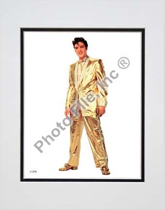 Elvis Presley Wearing Gold Suit (#10) Double Matted 8” x 10” Photograph (Unframed)