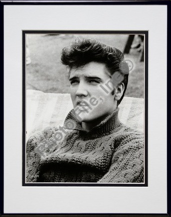 Elvis Presley Wearing Sweater (#11) Double Matted 8” x 10” Photograph in Black Anodized Aluminum Frame