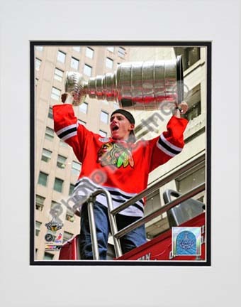 Patrick Kane Chicago Blackhawks 2010 Stanley Cup Champions Victory Parade (#50) Double Matted 8” x 10” Photograph (U