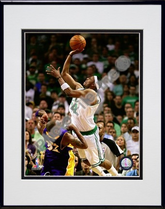 Paul Pierce Game Five of the 2009 - 2010 NBA Finals Action (#13) Double Matted 8” x 10” Photograph in Black Anodized