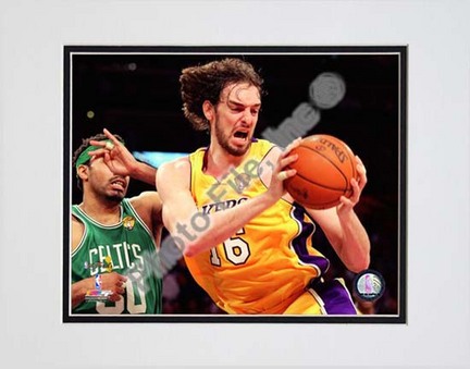 Pau Gasol - 2010 NBA Finals Action Game 6 (#17) Double Matted 8” x 10” Photograph (Unframed)
