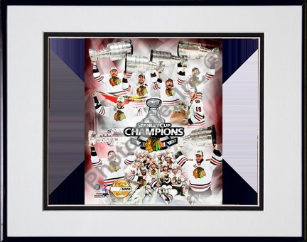 Chicago Blackhawks Stanley Cup Champions Photo File GOLD Double Matted 8” x 10” Photograph in Black Anodized Aluminu