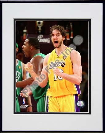 Pau Gasol - 2010 NBA Finals Game 7 (#19) Double Matted 8” x 10” Photograph in Black Anodized Aluminum Frame