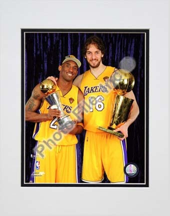 Kobe Bryant & Pau Gasol with 2010 NBA Finals Trophies in Studio (#26) Double Matted 8” x 10” Photograph (Unframe