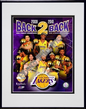 Los Angeles Lakers "Back-to-Back" PF GOLD Limited Edition Double Matted 8” x 10” Photograph in Black Anodi