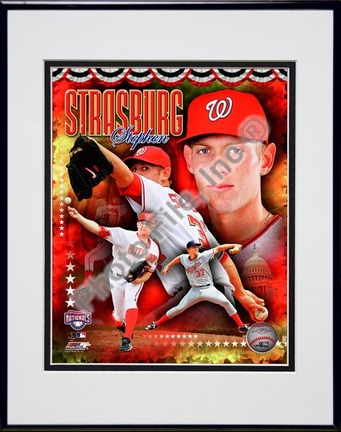 Stephen Strasburg Portrait Plus Double Matted 8” x 10” Photograph in Black Anodized Aluminum Frame