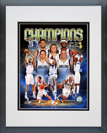 Dallas Mavericks 2011 NBA Finals Championship Composite Double Matted 8" X 10" Photograph in Black Anodized Al